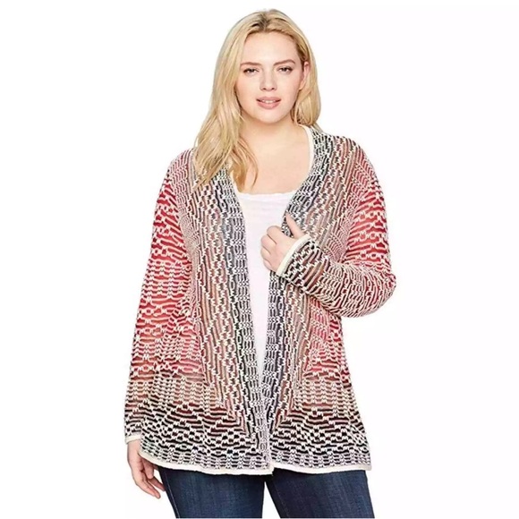 Nic and Zoe fireside linen blend ombré knit cardigan size large - Picture 2 of 7